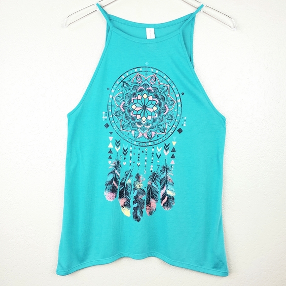 Mandala Dream Catcher Feathers Floral Boho Top - Picture 1 of 10